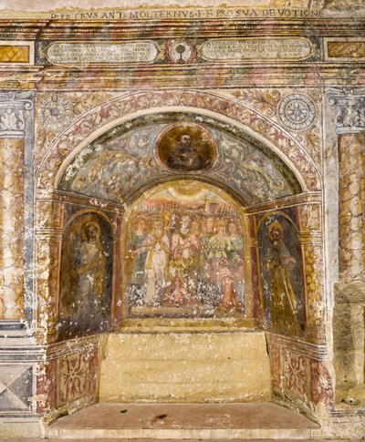 Fresco in de kerk van Santa Maria della Palomba door School Italian