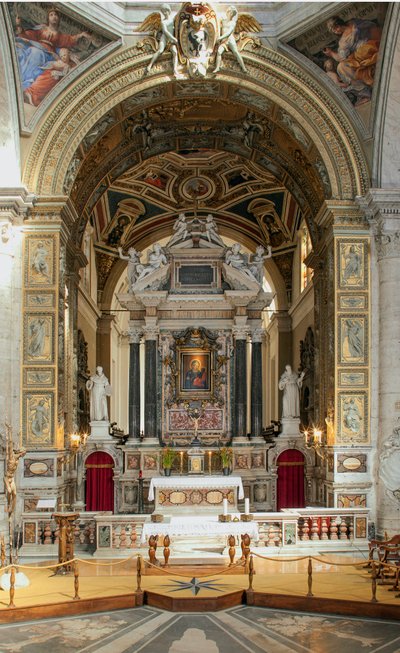 Interieur van de Basiliek van Santa Maria del Popolo (Interieur van de kerk Santa Maria del Popolo) 15e tot 17e eeuw Rome, Italië door School Italian