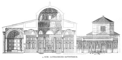 Plannen van de Lateraanse Doopkapel (litho) door School Italian
