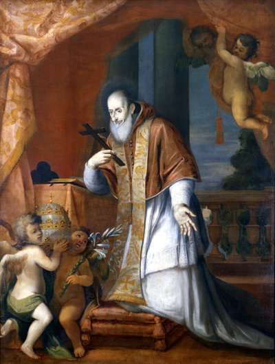 Paus Pius V (1504 - 1572). Anoniem schilderij uit een Lombardische kerk. door School Italian