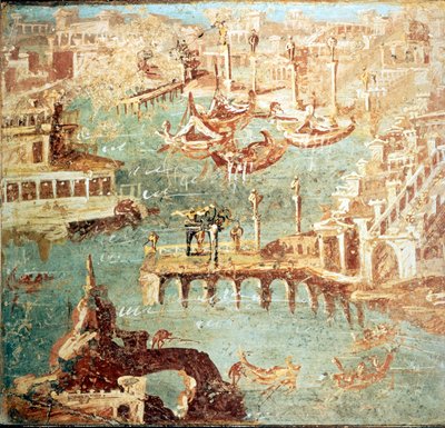 Haven van Pozzuoli (Pozzuoli) nabij Napels. Museo Nazionale de Napels door School Italian