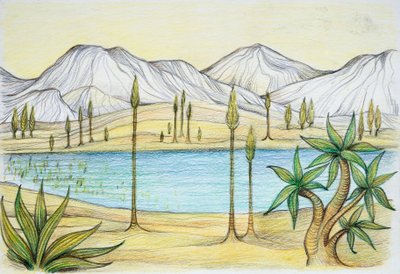 Prehistorie - Trias - reconstructie van de natuurlijke omgeving door School Italian