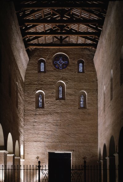 Zicht op de tegengevel van de kerk van Sint-Vincent en Sint-Anastasius, Abdij van de Drie Fonteinen door School Italian
