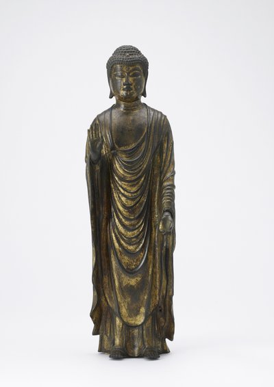 Amitabha Boeddha (Amida) de Boeddha van Oneindig Licht, Kamakura-periode (verguld brons) door Japanese School