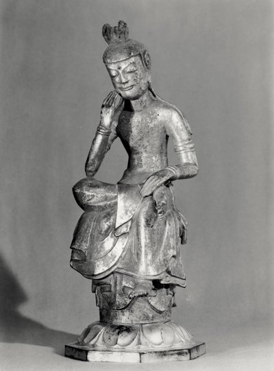 Bodhisattva zittend in een meditatieve houding door Japanese School