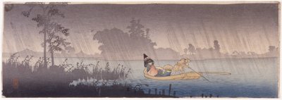 Een rivier oversteken in de regen door School Japanese