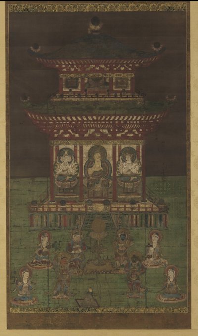 Horokaku Mandara: De Boeddha en begeleidende godheden, Heian periode door Japanese School