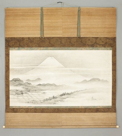 Kakemono, landschap van Mt. Fuji door Japanese School