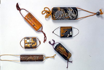 Zes inro, Edo-periode (1603-1868) 17e-18e eeuw door Japanese School