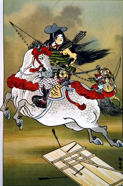 Tomoe, een dappere vrouwelijke krijger van Japan tijdens de Genji en Heishi periodes door School Japanese