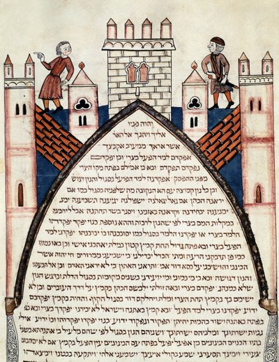 Soldaten op de muren van een versterkte stad door School Jewish