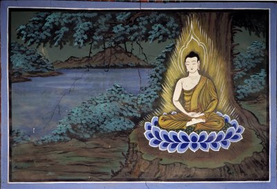 Boeddha Meditatie: Fresco in Yongju Tempel, Suwon Regio, Korea door School Korean