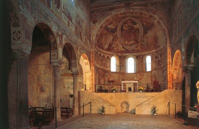 Italië, Emilia Romagna, Ferrara, Pomposa Abdij, apsis met fresco