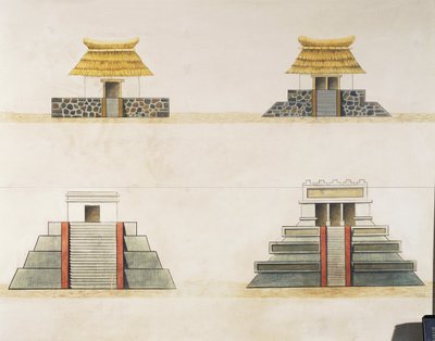 Historische reconstructie van gebouwen in Tenochtitlan door School Mexican