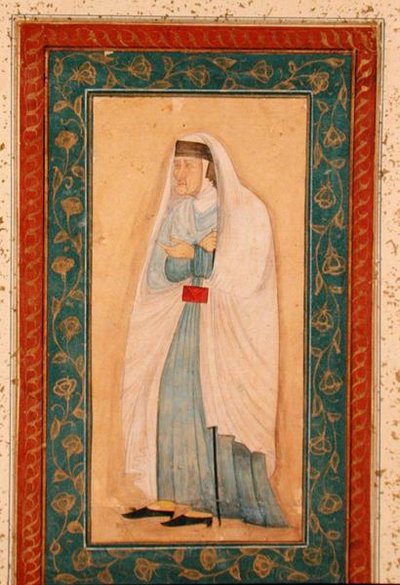 Een oude vrouw in verwesterde kleding, uit het Grote Clive-album, c.1760 door School Mughal