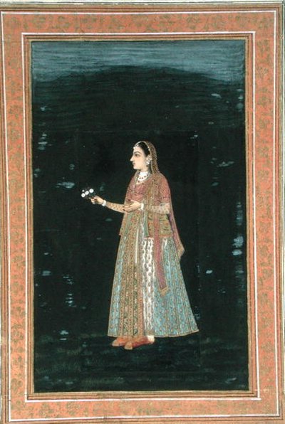 Dame met bloemen, uit het Small Clive Album door School Mughal