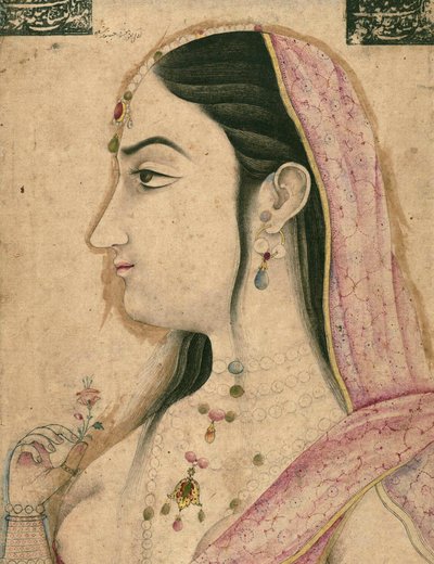 Lal Kunwar, favoriet van de 8e Mughal Keizer Jahandar Shah (overleden 1125 AH/AD 1713), Mughal miniatuur door School Mughal