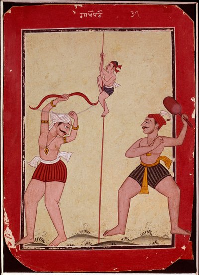 Drie atleten tijdens training (miniatuur) door School Mughal
