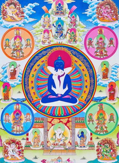 Afbeelding van Samantabhadra, samen met zijn gemalin, symboliseert eenheid met het absolute door School Nepalese