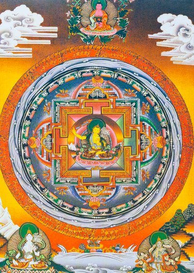 Manjushree Mandala, waar de centrale figuur de god van wijsheid Manjushree vertegenwoordigt, de legendarische schepper van de Kathmandu-vallei door School Nepalese