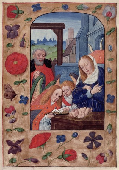 De Geboorte, uit een Urenboek door School Netherlandish