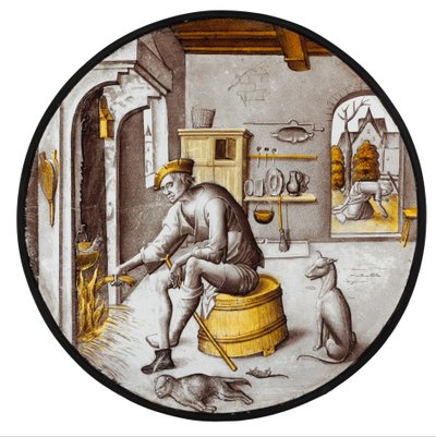 Sorgheloos ("Zorgeloos") in Armoede door School Netherlandish