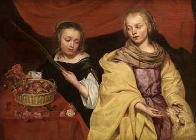De heiligen Agnes van Rome en Dorothea van Caesarea door School Netherlandish