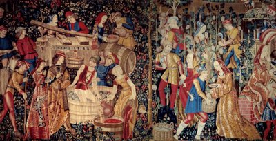 De oogst. Wandtapijt uit Nederland, begin 16e eeuw. door School Netherlandish