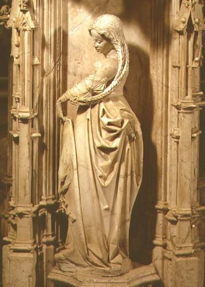 Wijze maagd beeldje van het graf van Filibert de Schone (marmer) door School Netherlandish