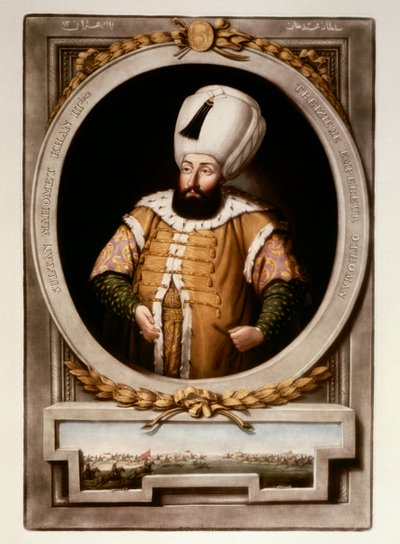 Ottomaanse Rijk: Portret van Sultan Mehmet (Mehmed) III (1566-1603) Miniatuur Bibliotheek van Topkapi Sarayi Istanbul door School Ottoman