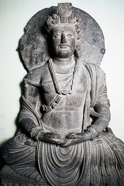 Stenen sculptuur die Boeddha uitbeeldt, Gandhara kunst, Peshawar, Pakistan door School Pakistani