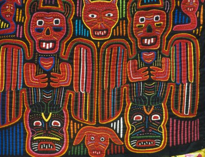 Handgenaaid gekleurd katoen, San Blas Archipel, Republiek Panama (detail) door School Panamanian