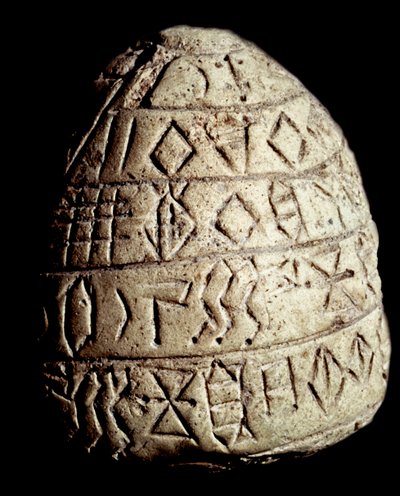 Kleifragmentaire kegel; Lineair Elamitische inscriptie; 3e millennium v.Chr. door School Persian