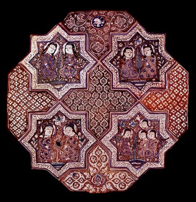 Perzische kunst: fragment van een faience wandpaneel, uit Damghan. Washington. Kunstmuseum door School Persian
