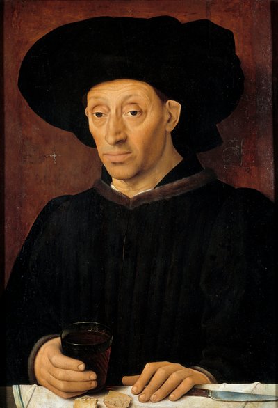 Portret van de man met het glas wijn door School Portuguese