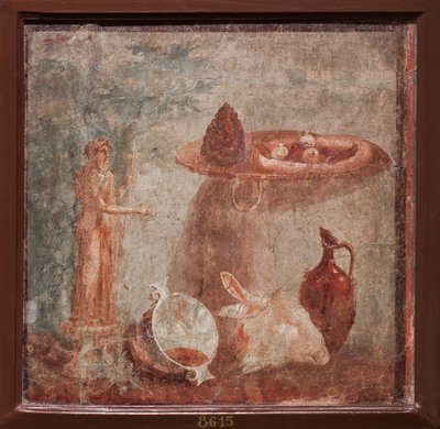 Beeld van Dionysos, geitenkop en fruit, Herculaneum door School Roman