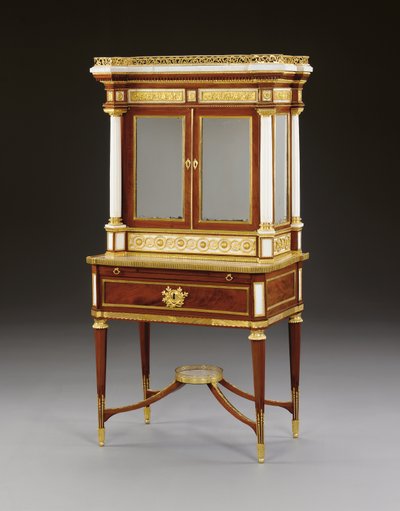 Een Russische ormolu-gemonteerde witte marmeren en mahonie bonheur du jour, c.1790 door School Russian