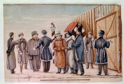 Decembristen vertrekken voor de wandeling naar de gevangenis van de Tcheta door School Russian