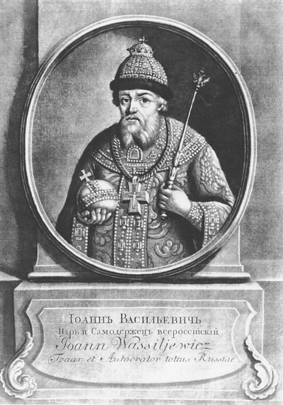 Ivan IV de Verschrikkelijke, Tsaar van Rusland (litho) door School Russian