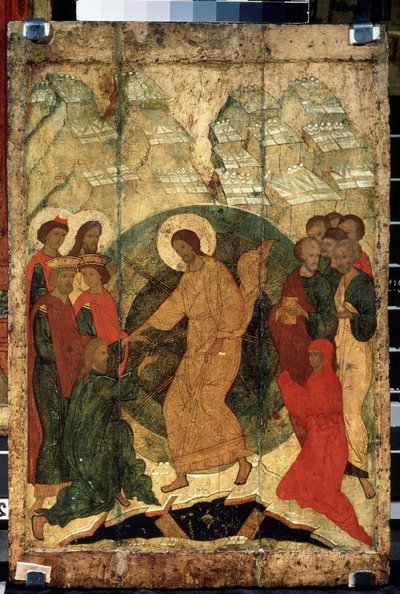 De afdaling van Christus in de hel door School Russian