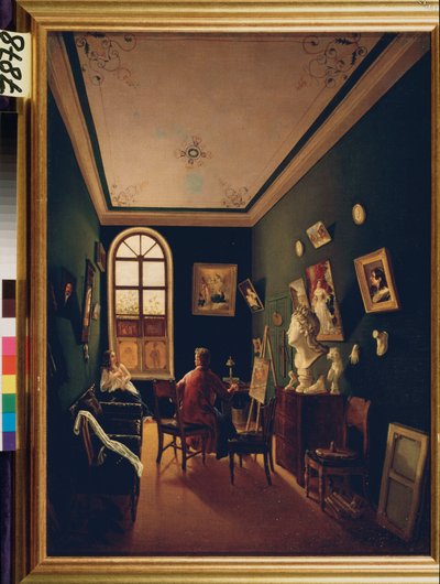 Het atelier van de schilder door School Russian