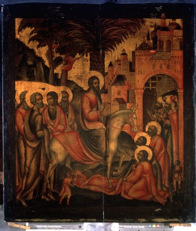 De intocht van Christus in Jeruzalem door School Russian