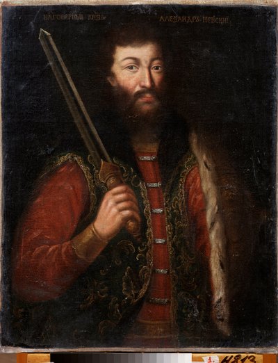 Portret van Alexander Nevski, prins van Novgorod, grootvorst van Vladimir door School Russian