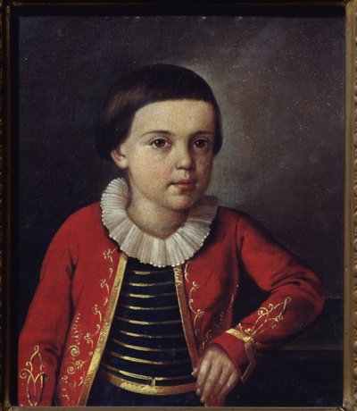 Portret van de dichter Mikhail Lermontov als kind door School Russian