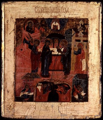 Russische icoon van de presentatie van Christus in de tempel, eind 17e eeuw door School Russian
