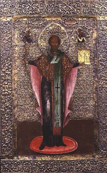 St. Nicolaas van Mozhaisk, icoon, ca. 1700 door School Russian