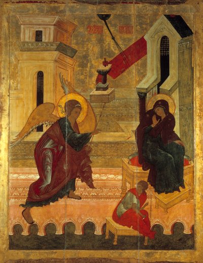 De Annunciatie Russische icoon uit 1560 door School Russian