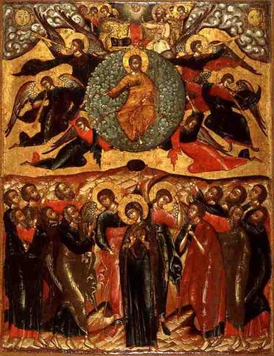 De Hemelvaart van Christus, uit de Kerk van Elia de Profeet, Jaroslavl, Rusland, tweede helft van de 17e eeuw (tempera op paneel) door School Russian