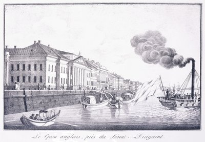 De Engelse kade, nabij de Senaat-Dirigeant, begin 19e eeuw door School Russian