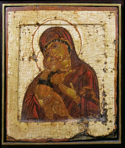 De Moeder Gods van Vladimir, Russische icoon, Pskov School, eind 15e eeuw door School Russian